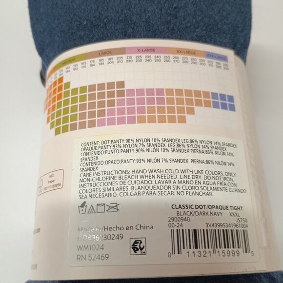 Size XXXL 2 Pr Joyspun Fashion Tights Black Dotted Sheer Navy Opaque - Picture 4 of 4